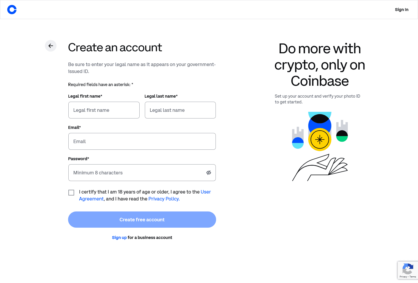 Stap 1: Meld je aan bij Coinbase